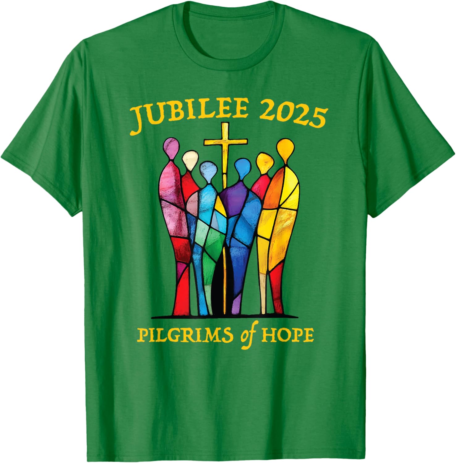 Catholic Jubilee 2025 Pilgrims of Hope Stained Glass T-Shirt for All - 16