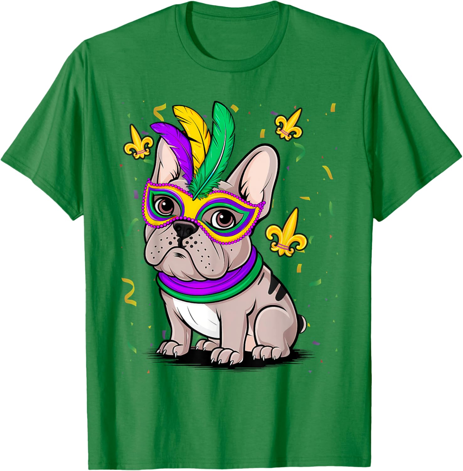 Cute Mardi Gras French Bulldog Dog T-Shirt for Carnival Fun - 13