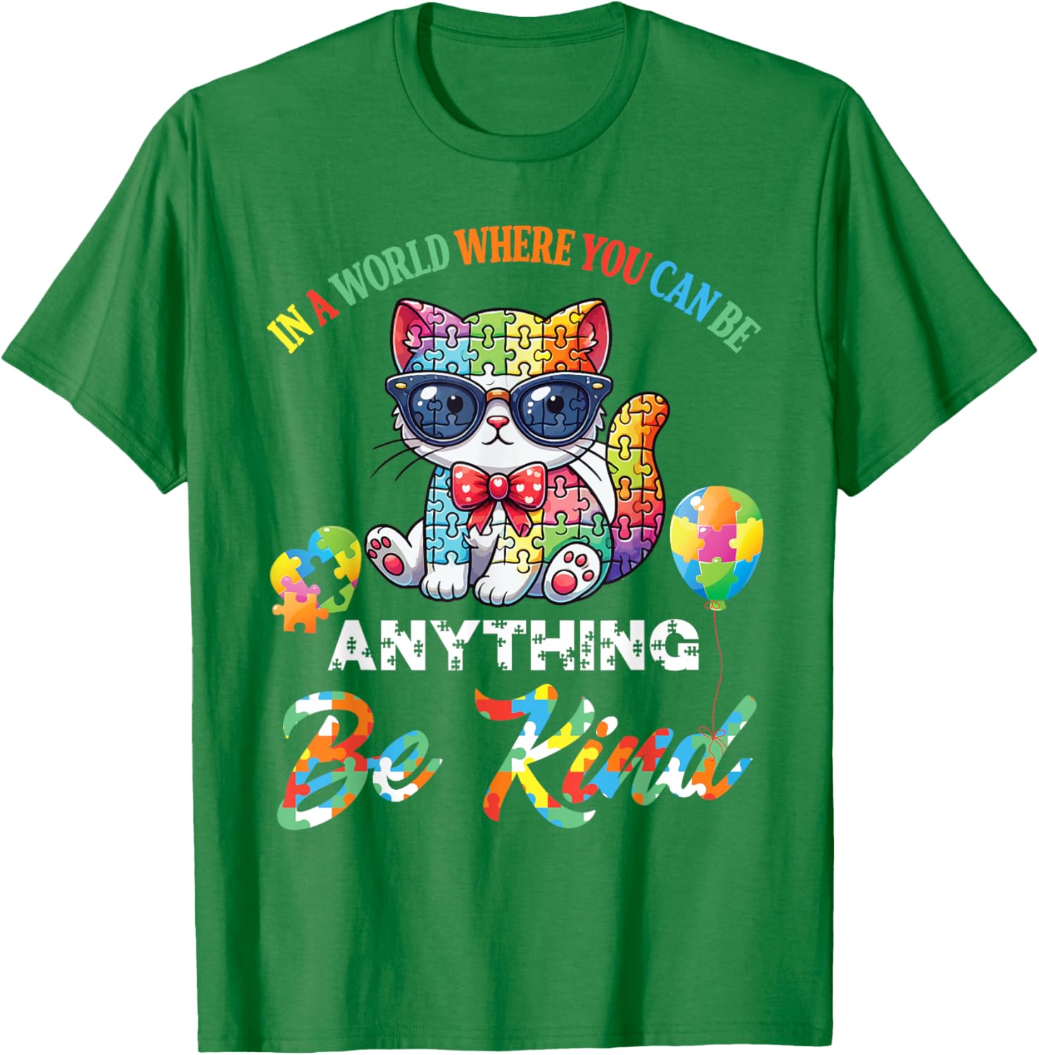 Be Kind Cat Puzzle Pieces T-Shirt for Men, Women, and Kids - 22