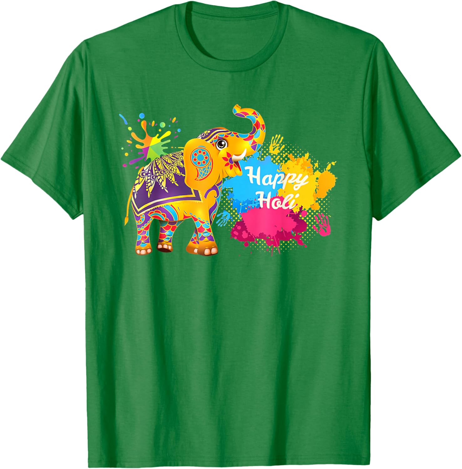 Happy Holi Elephant T-Shirt for Men, Women, and Kids - Colorful India Apparel - 13