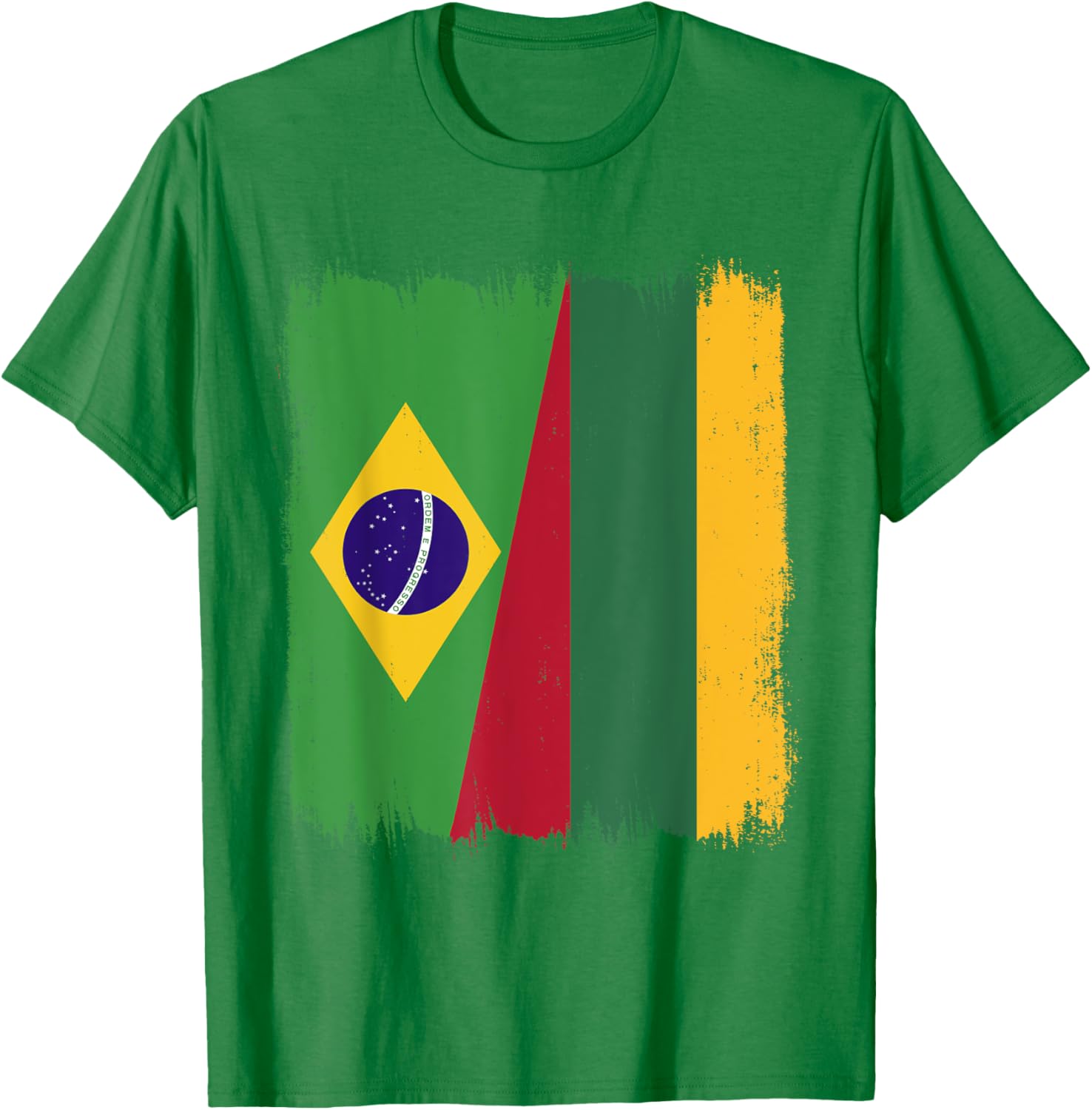 Brazil Lithuania Half Flag Roots T-Shirt for Proud Brazilian Lithuanians - 11