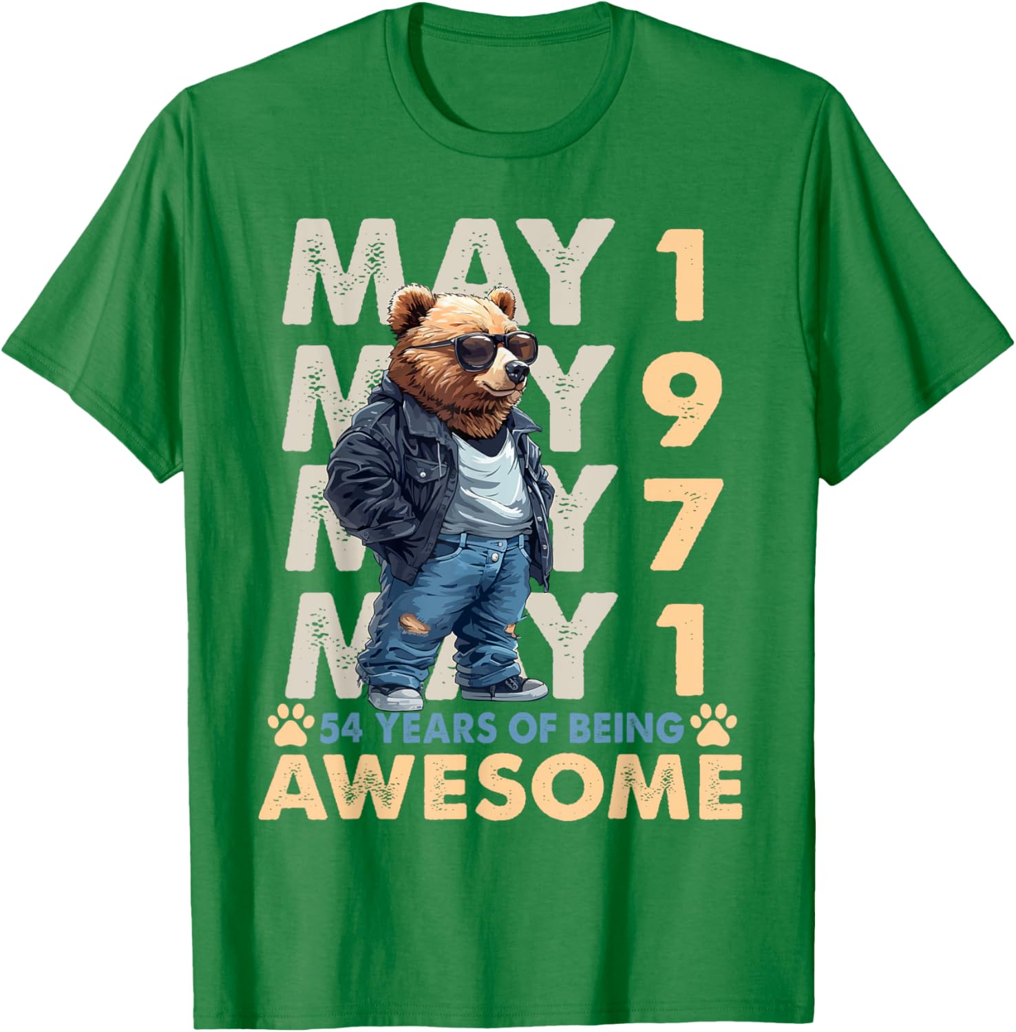 54th Birthday Bear Legends May 1971 T-Shirt for Men - Fun Gift Idea - 7