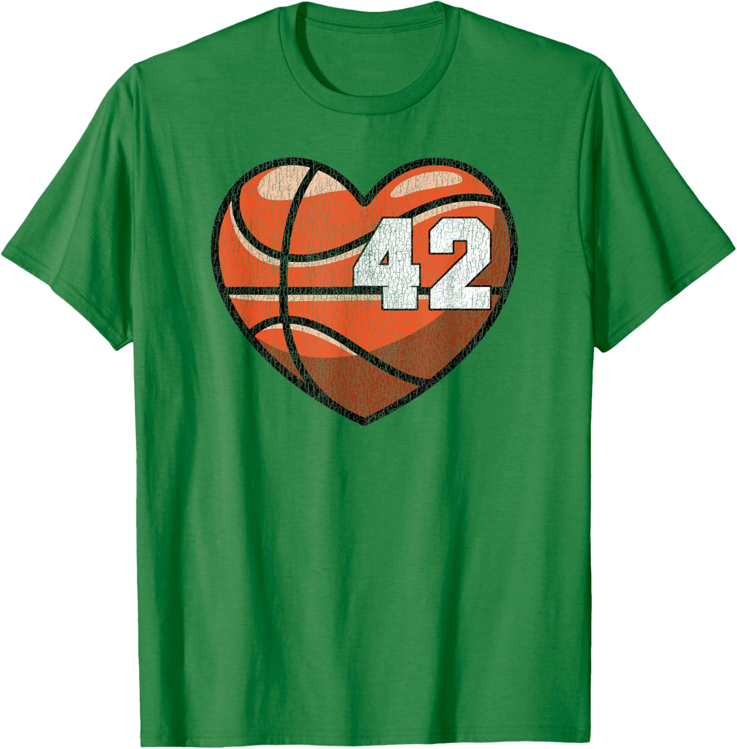 Distressed Heart Design Basketball Number 42 T-Shirt for Fans - 5
