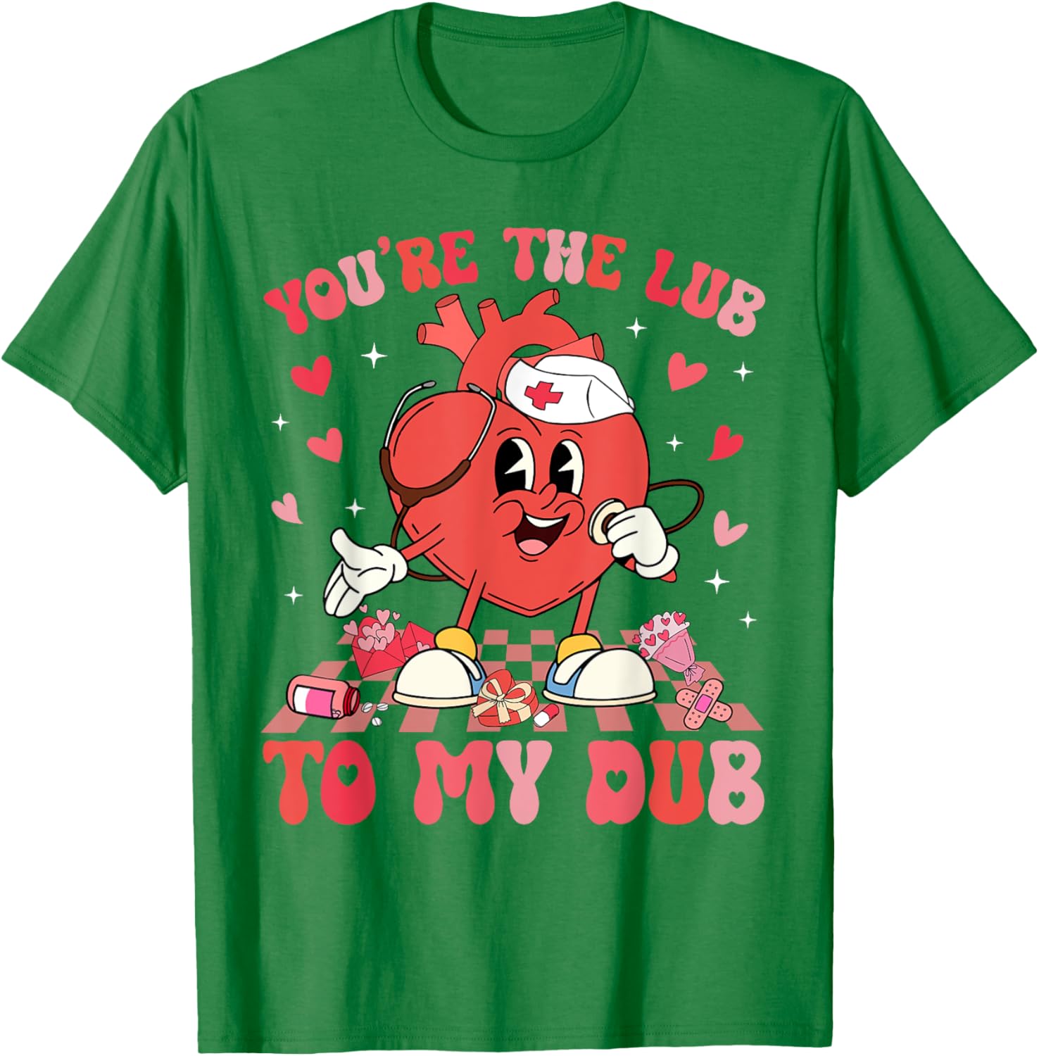 Valentine Retro You're The Lub To My Dub CVICU Nurse T-Shirt Gift - 3