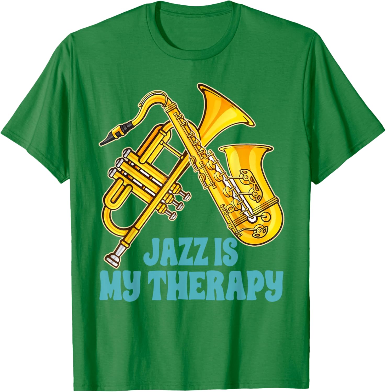 Jazz Lover Musician T-Shirt Featuring Saxophone and Trumpet Design - 6