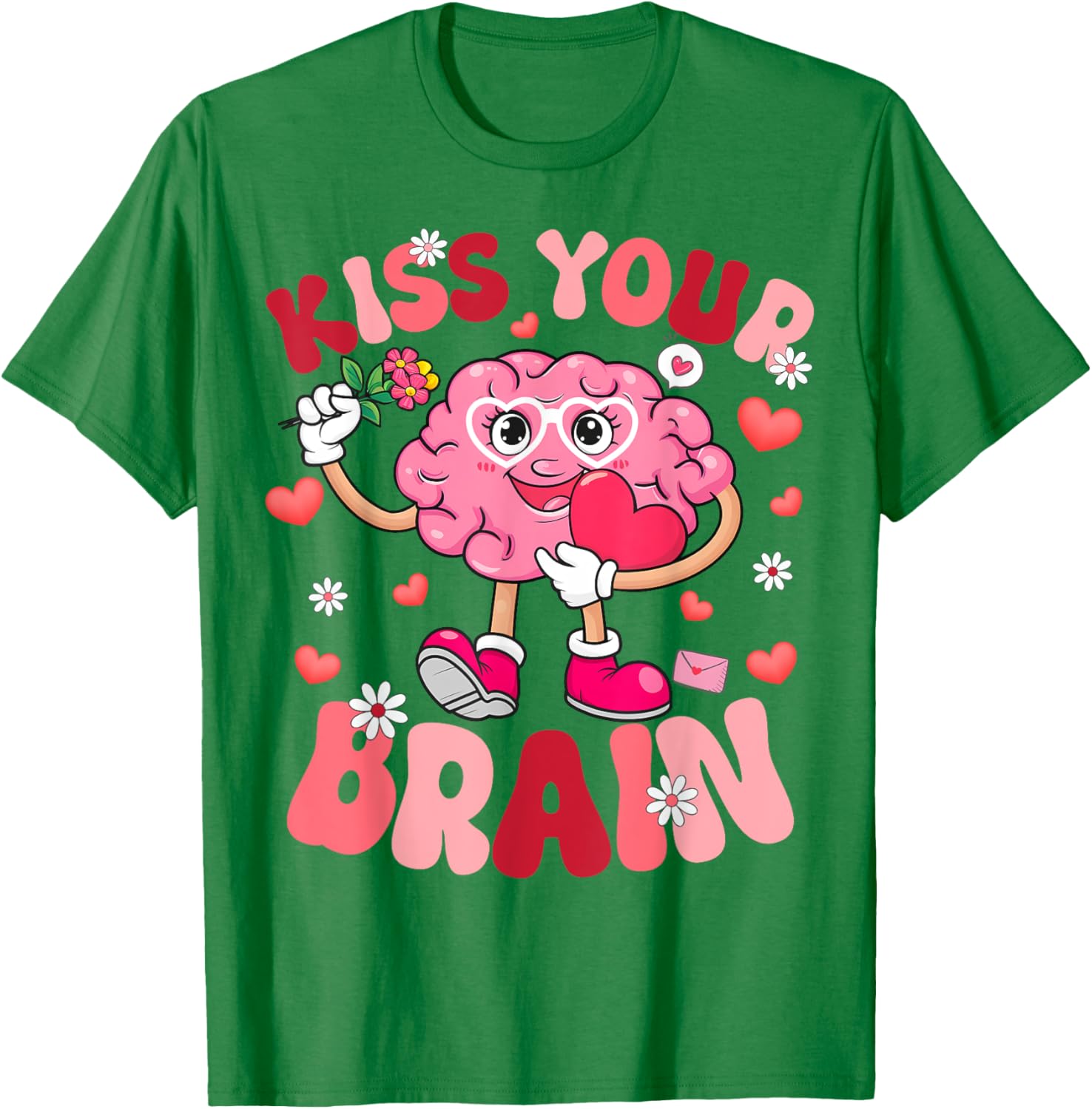 Kiss Your Brain Retro Valentines Day T-Shirt for Teacher Squad & Kids - 7
