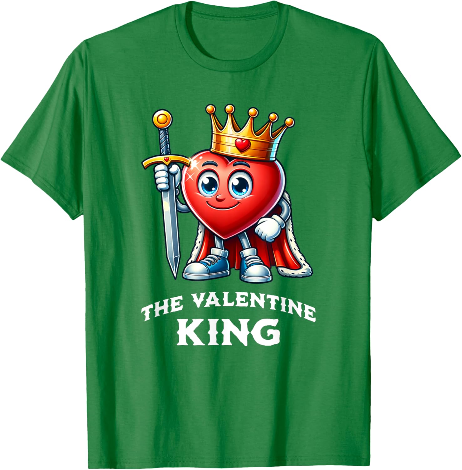 Funny Valentine's Day King Heart Graphic T-Shirt for Men and Boys - 11