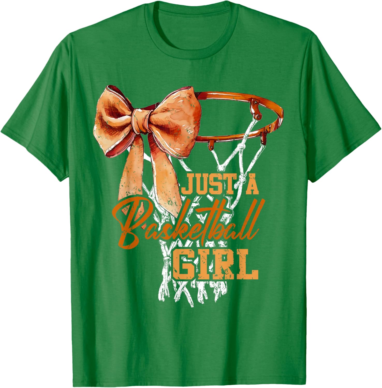 Just A Basketball Girl Cute Bow T-Shirt for Trendy Young Athletes - 1