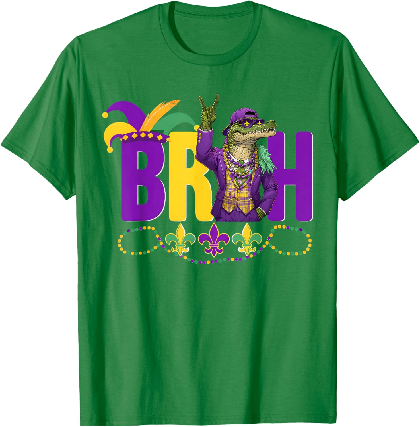 Bruh Mardi Gras Alligator Funny Meme T-Shirt for Boys and Teens - 4