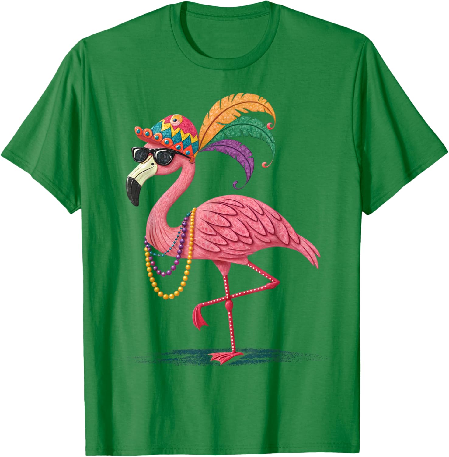 Funny Mardi Gras Flamingo Carnival Party T-Shirt for Fun Celebrations - 9