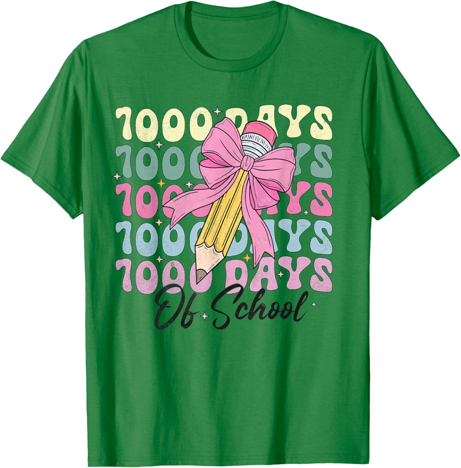 1000 Days of School Girls Coquette Bow T-Shirt for Celebration Fun - 21