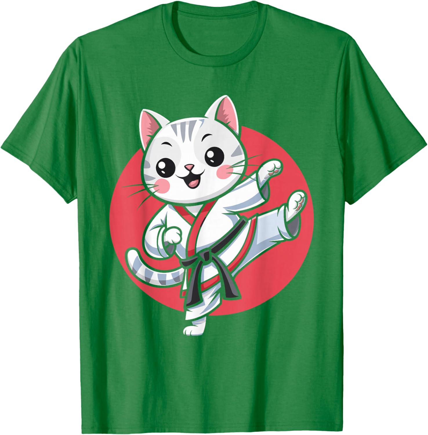 Kawaii Japanese Cat Karate Jiu Jitsu T-Shirt for Women and Kids - 2