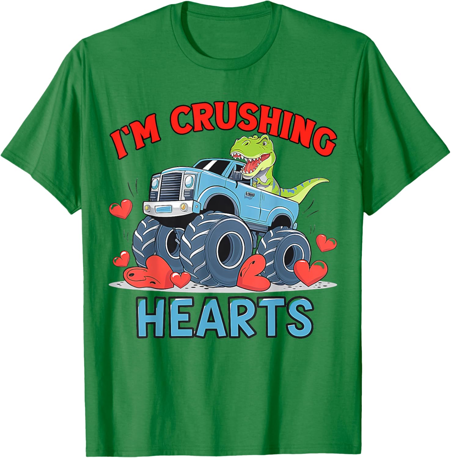 Hearts Crusher Monster Truck Valentine's Day T-Shirt for Kids and Adults - 26