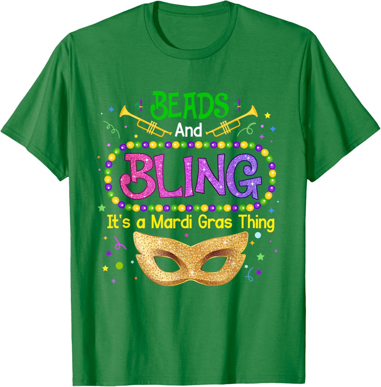 Mardi Gras Beads & Bling Carnival Party T-Shirt for Festive Fun - 13