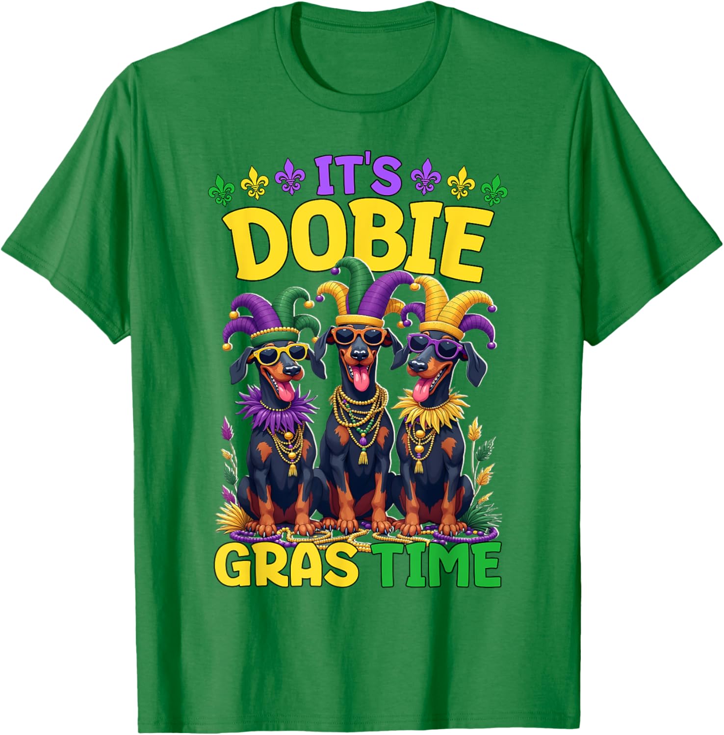 Mardi Gras Doberman T-Shirt Celebrating Carnival Festivities - 26