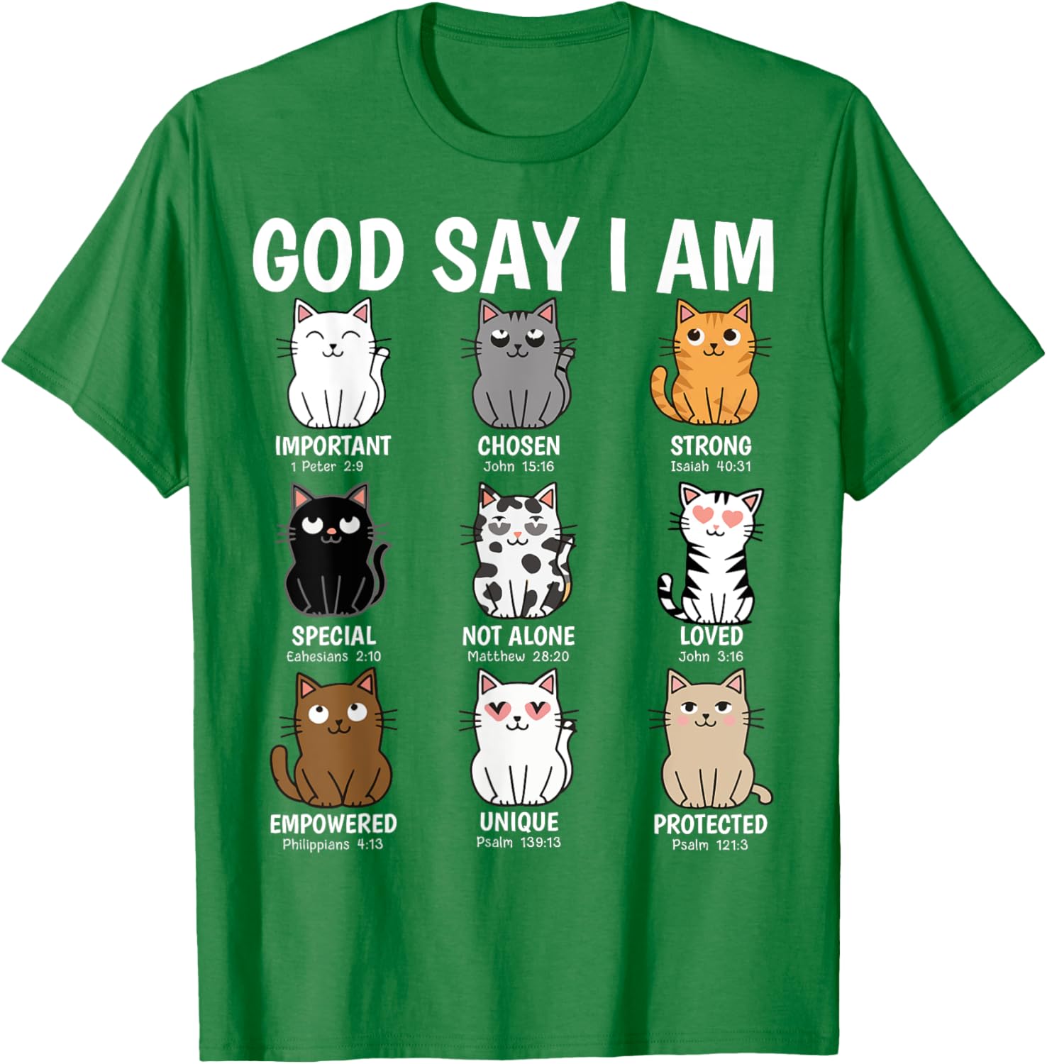 Funny Cats Bible Verse T-Shirt for Men Women Kids - Christian Cat Love - 4