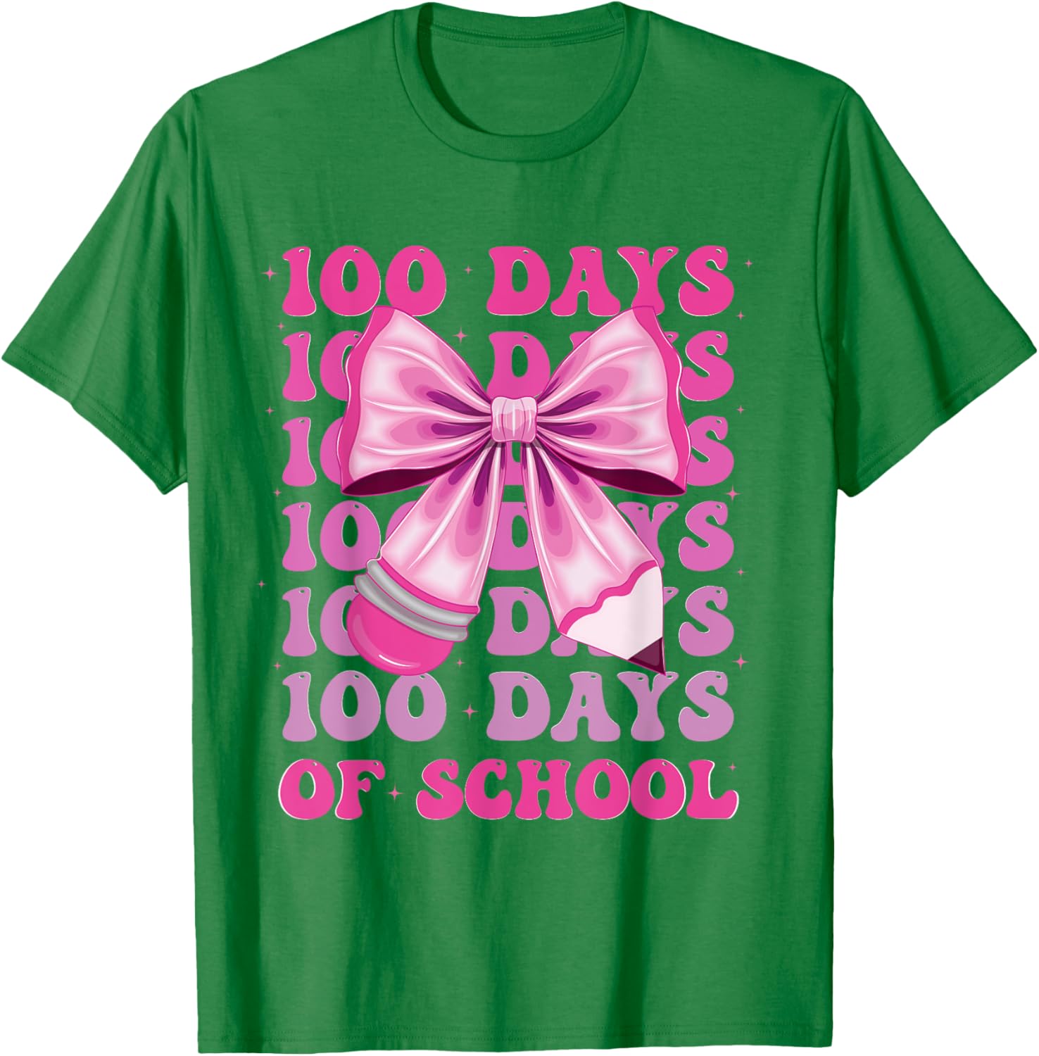 100 Days of School Girls Coquette Bow T-Shirt for Celebrating 100th Day - 17