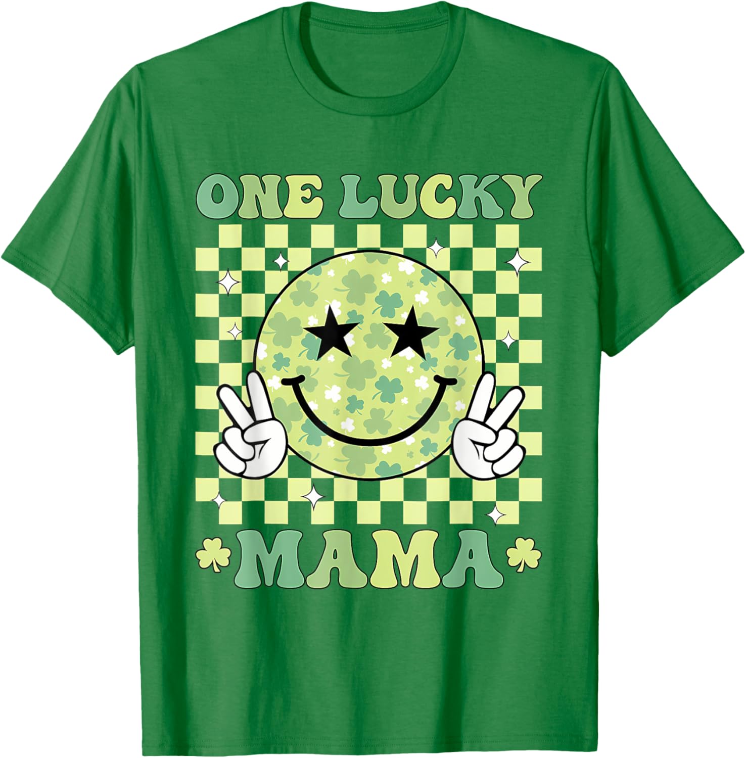 One Lucky Mama St Patricks Day 2025 Retro T-Shirt for Moms - 10