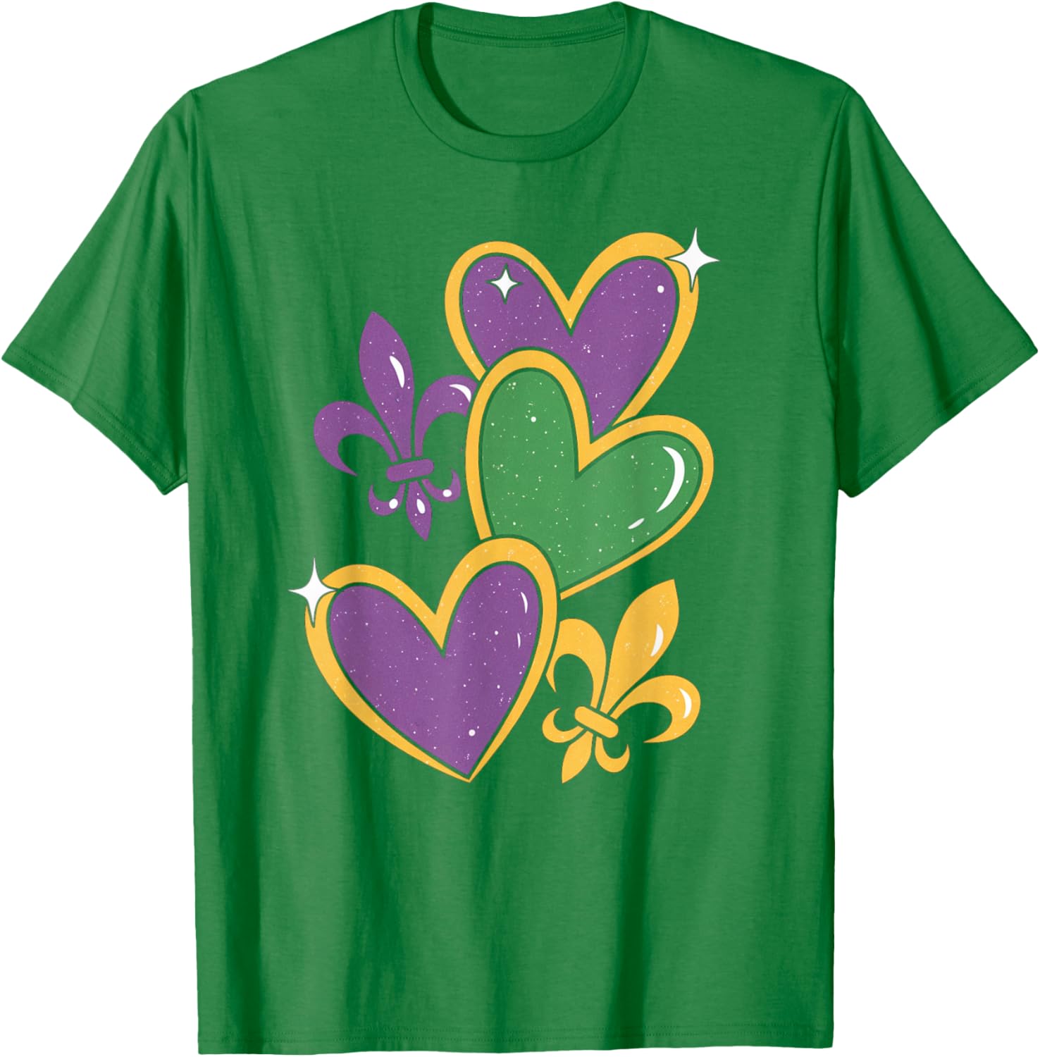 Mardi Gras Hearts T-Shirt for Women Girls Kids and Toddlers - 3