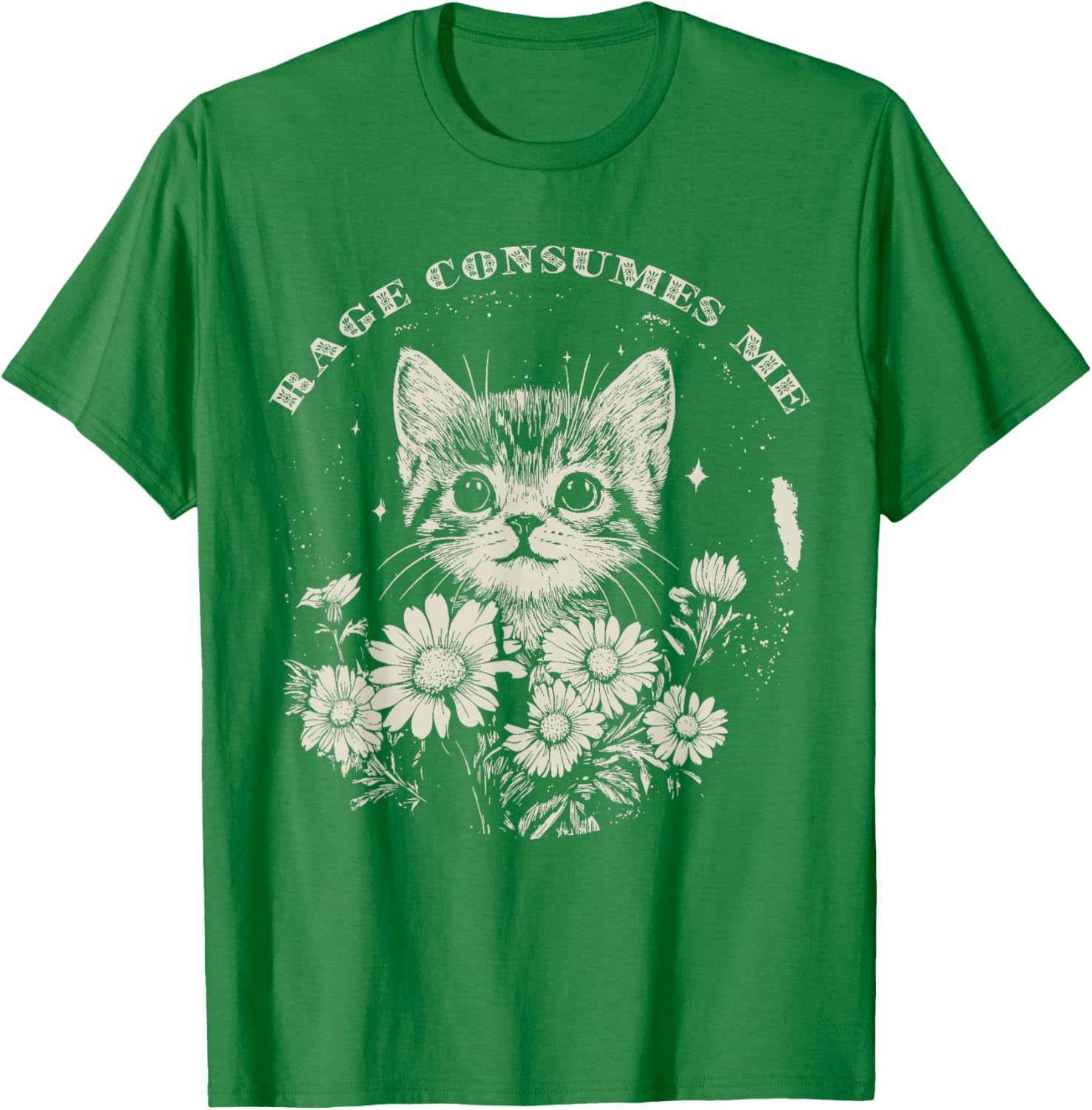 Cute Cat Rage T-Shirt Funny Sarcastic Kitten with Flower Design - 21