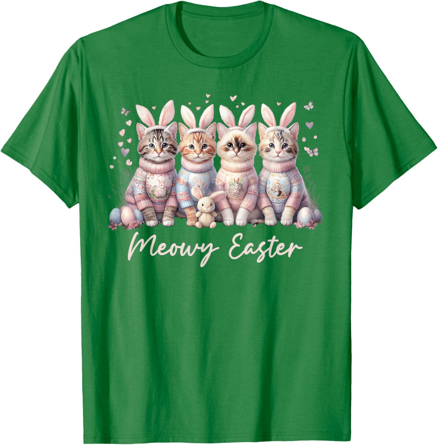 Happy Easter Bunny Cats T-Shirt for Women and Kids – Cute Spring Apparel - 10