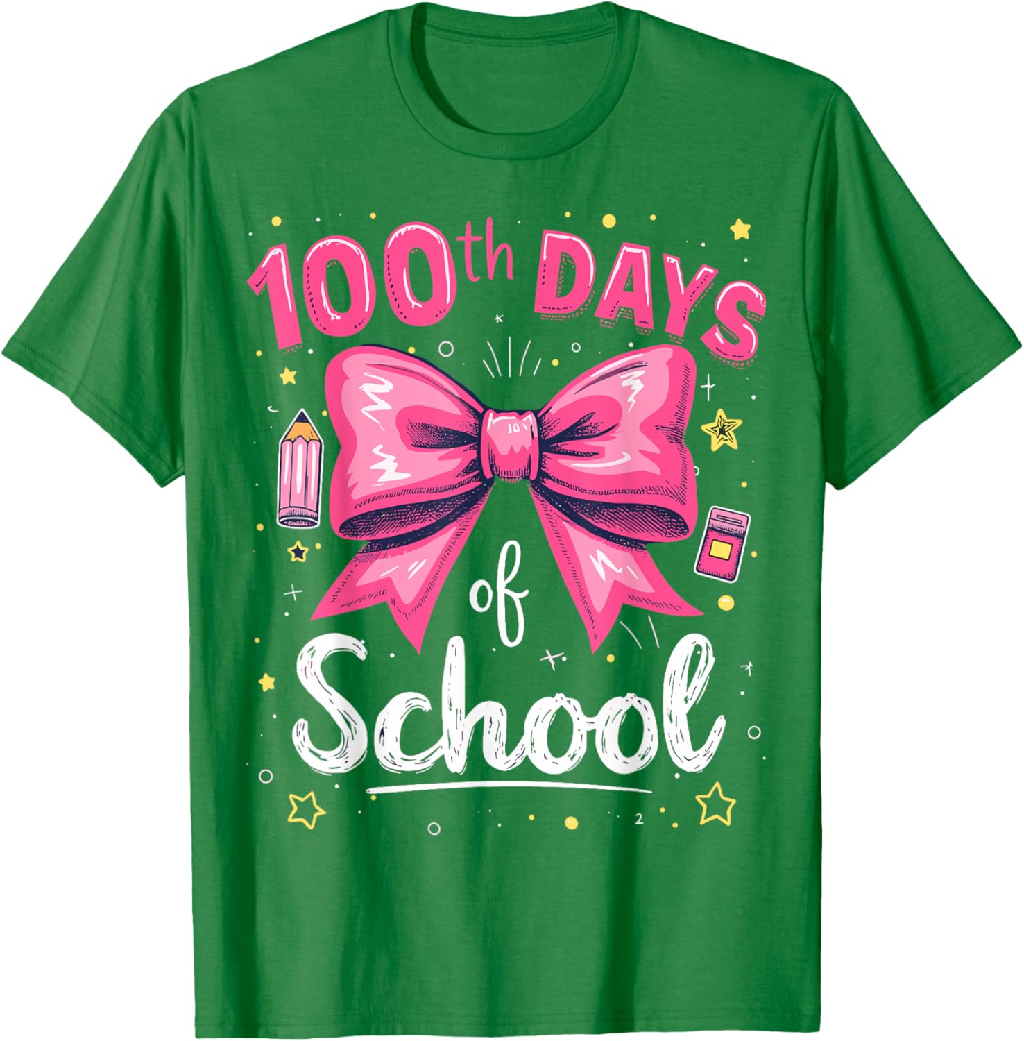 100 Days of School Teacher Coquette Bow T-Shirt for 100th Day Celebration - 15