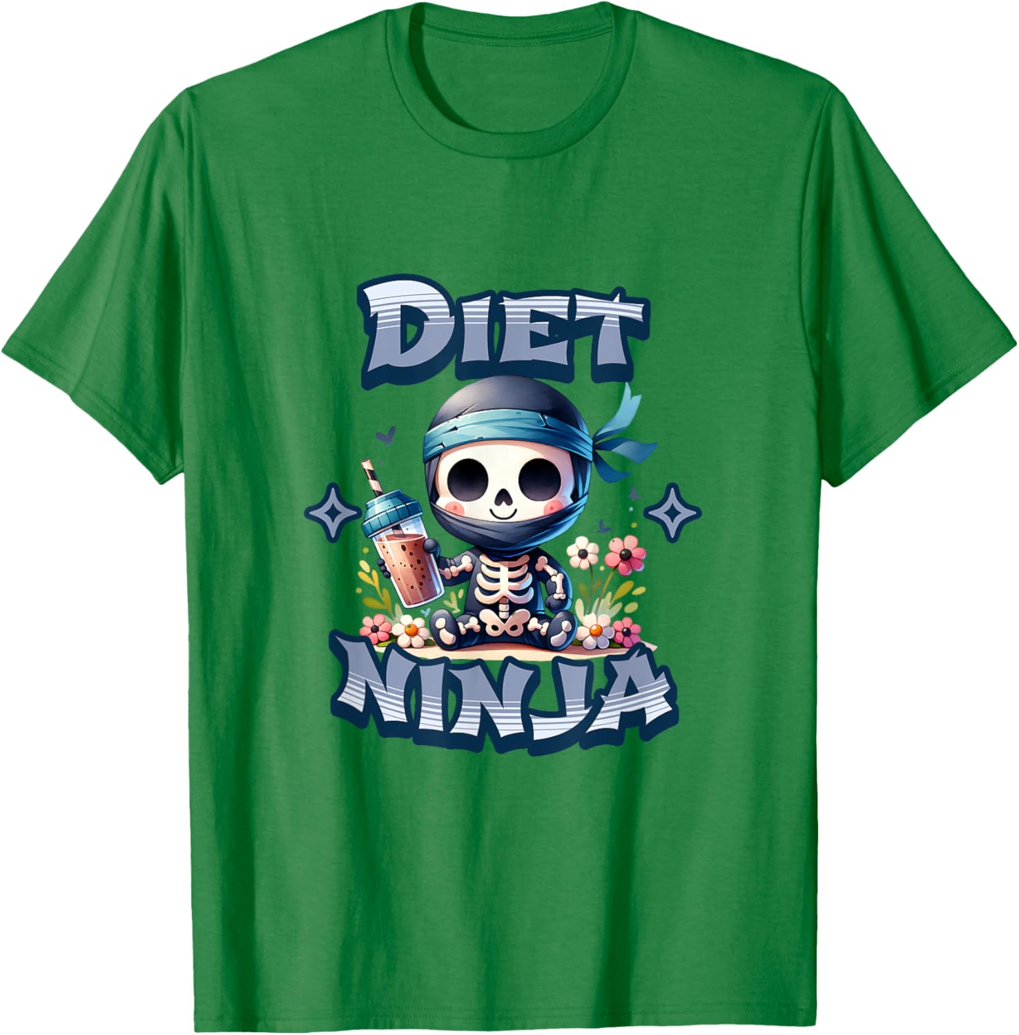 Cute Diet Ninja Protein Shake Skeleton Ninja T-Shirt for Fun Fitness Style - 11