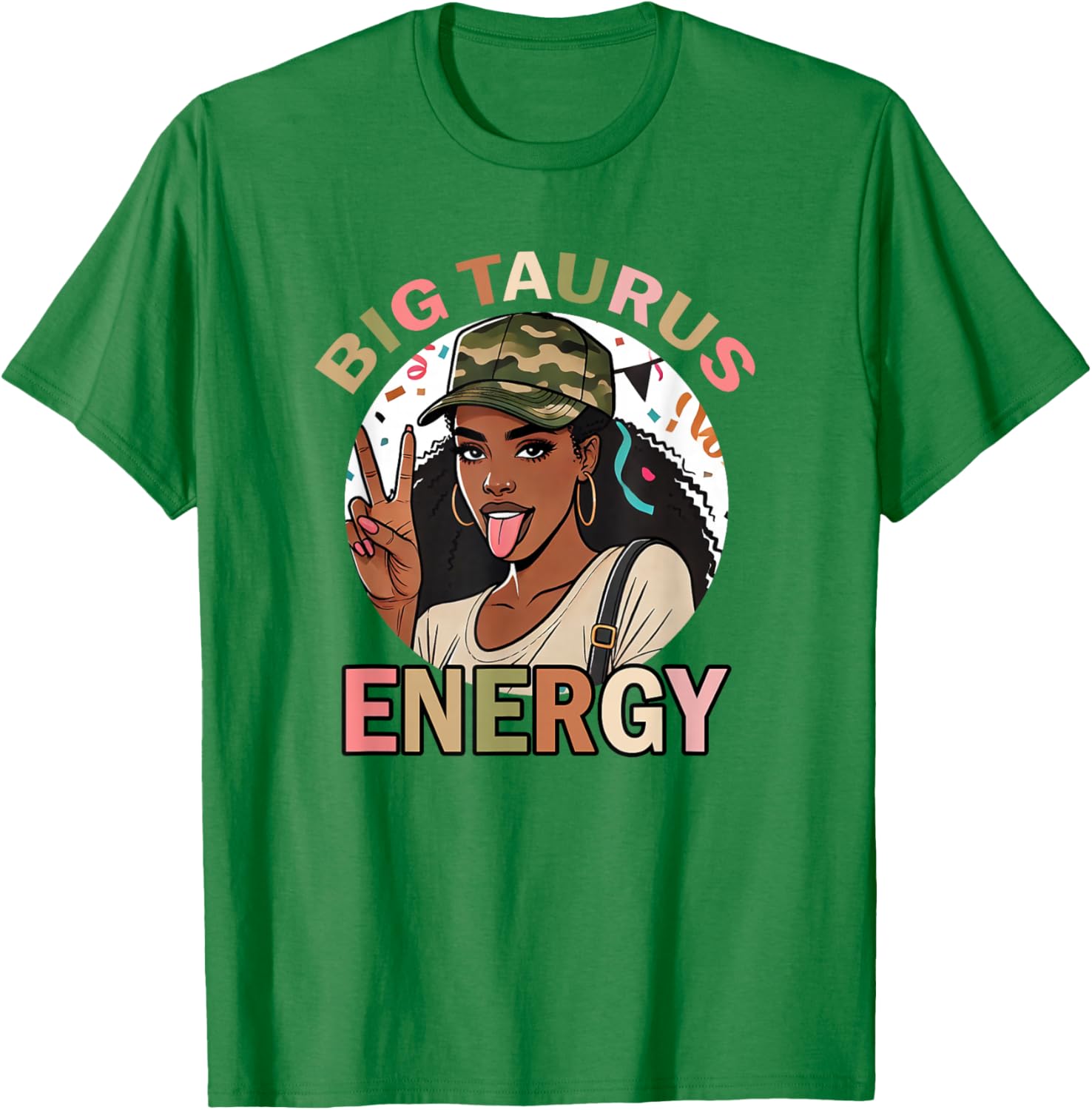 Big Taurus Energy Camo T-Shirt for Black Women - Retro Birthday Gift - 2
