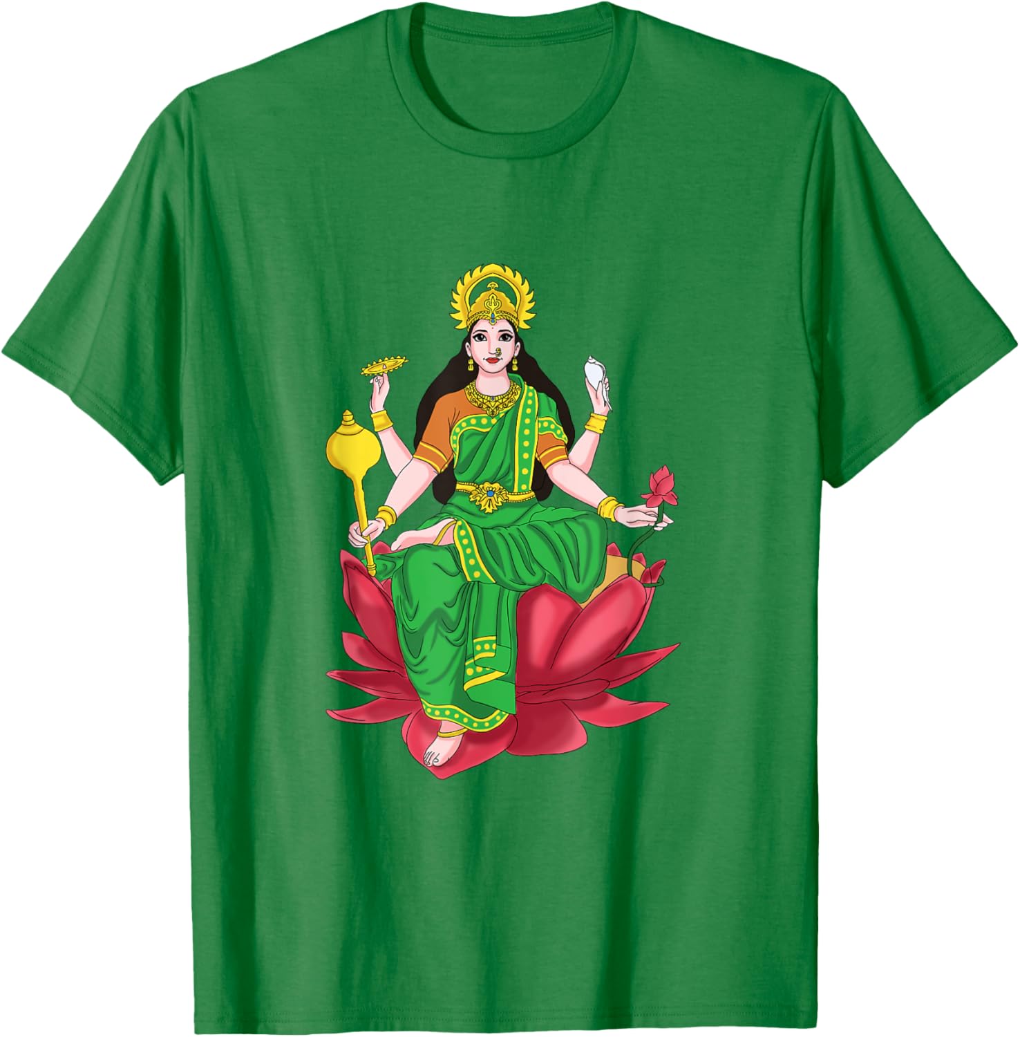 Laxmi Mata Diwali T-Shirt with Lotus Illustration for Pooja Celebrations - 8