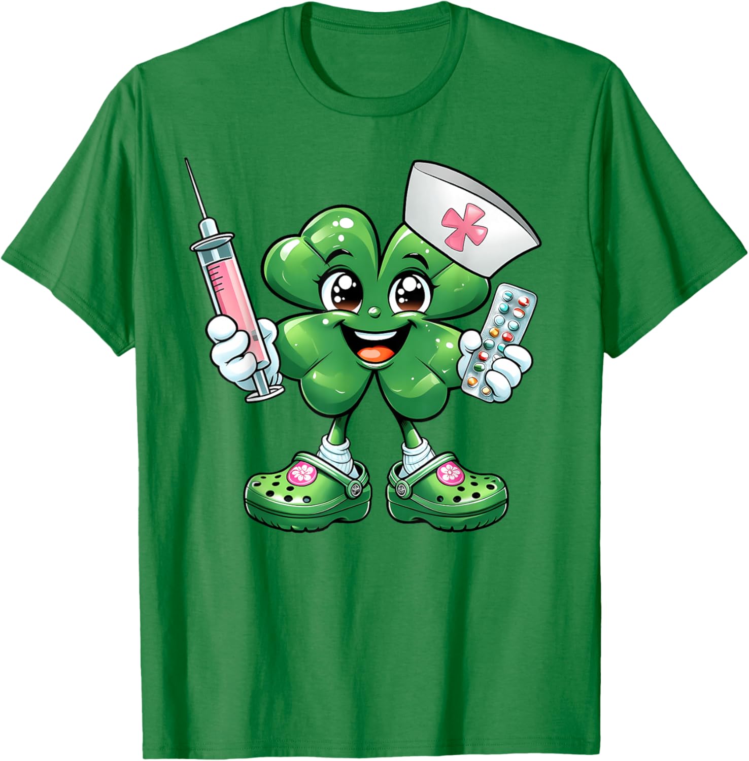 Saint Pattys Scrub T-Shirt for Nurses with Shamrock Design - Women's Apparel - 16