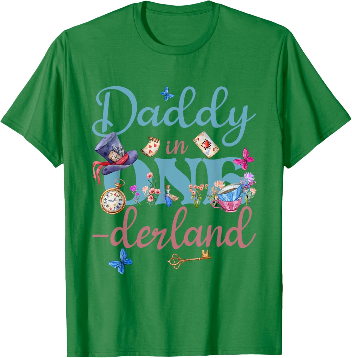 Alice in ONEderland Daddy of Birthday Girl T-Shirt for Celebrations - 24