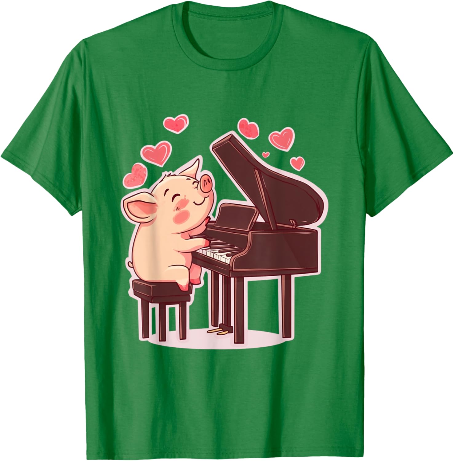 Funny Pig Playing Piano Valentine's Day T-Shirt for Animal Lovers - 15