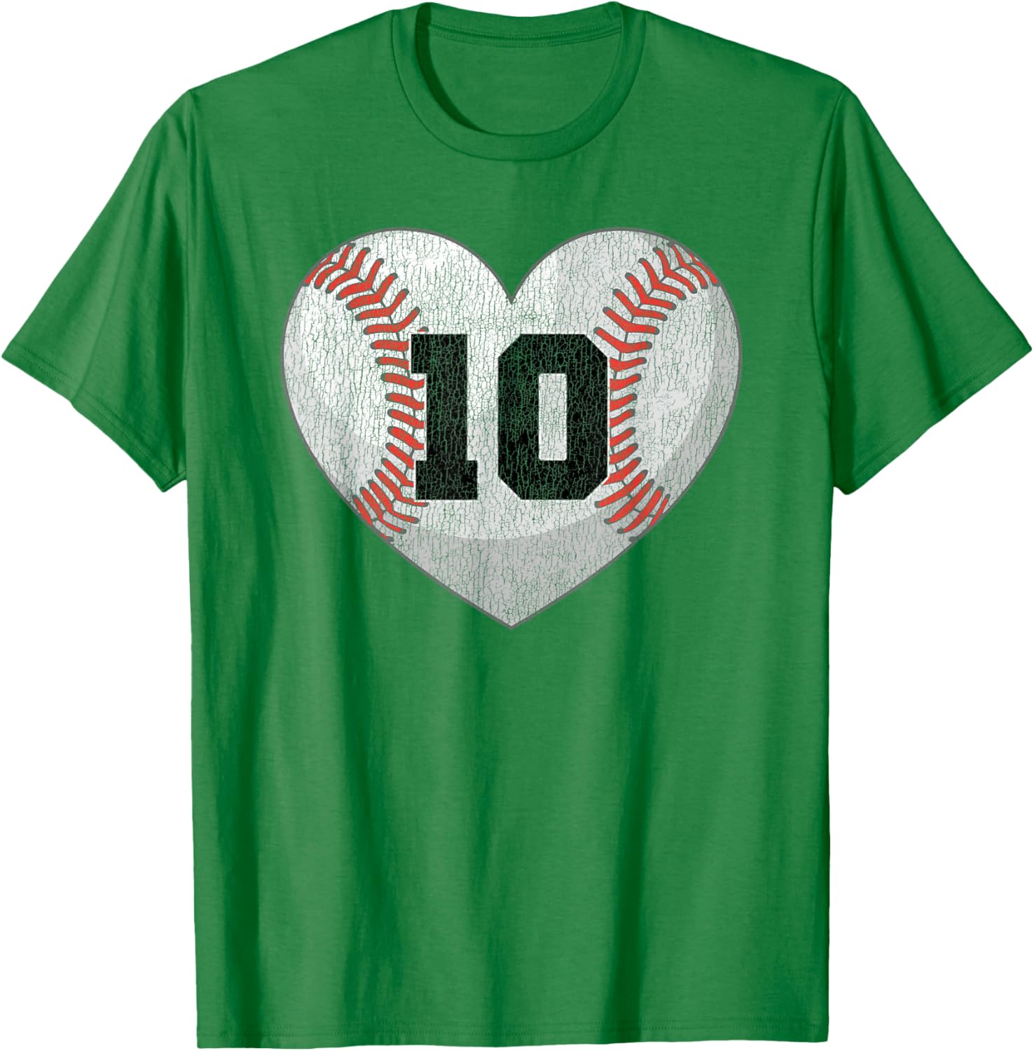 Baseball Mom T-Shirt with Distressed Heart and Number 10 Design - 26