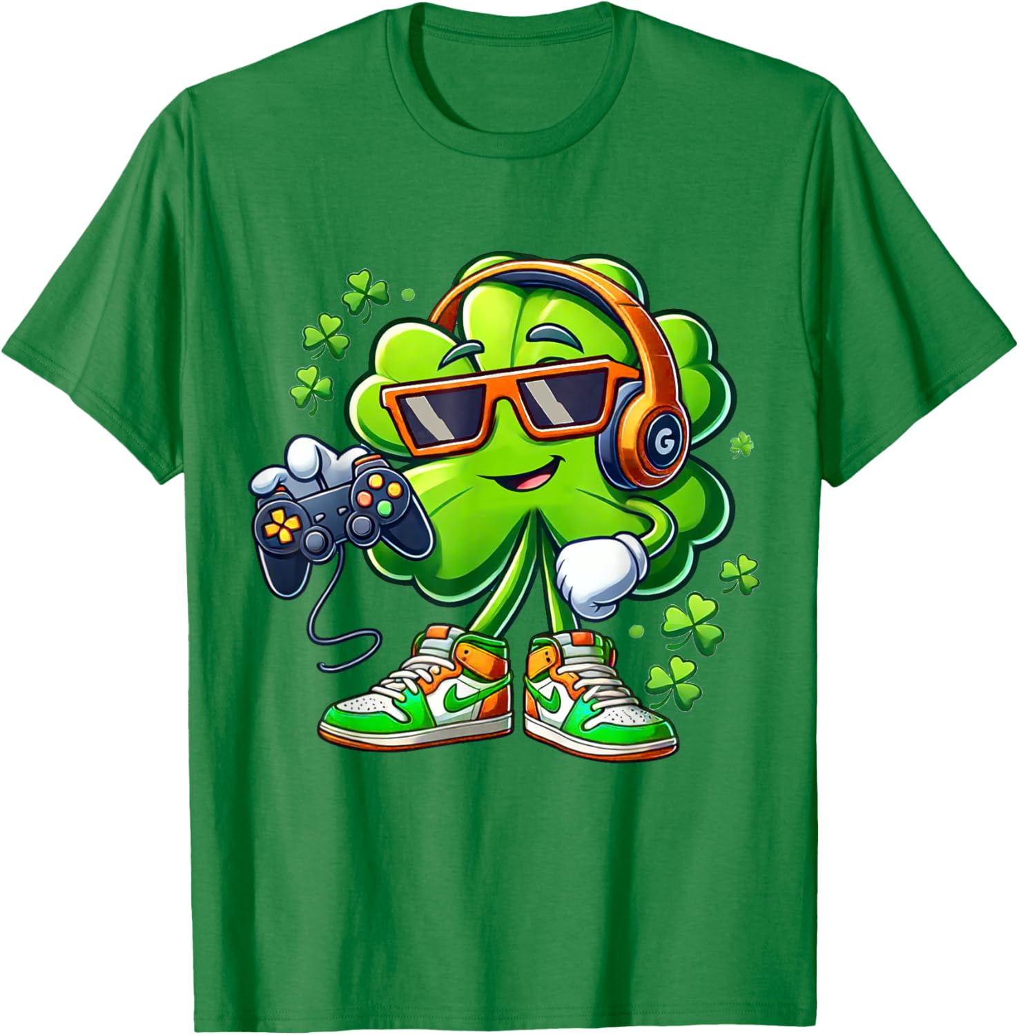 Funny St Patricks Day Gamer T-Shirt for Boys with Shamrock Design - 4