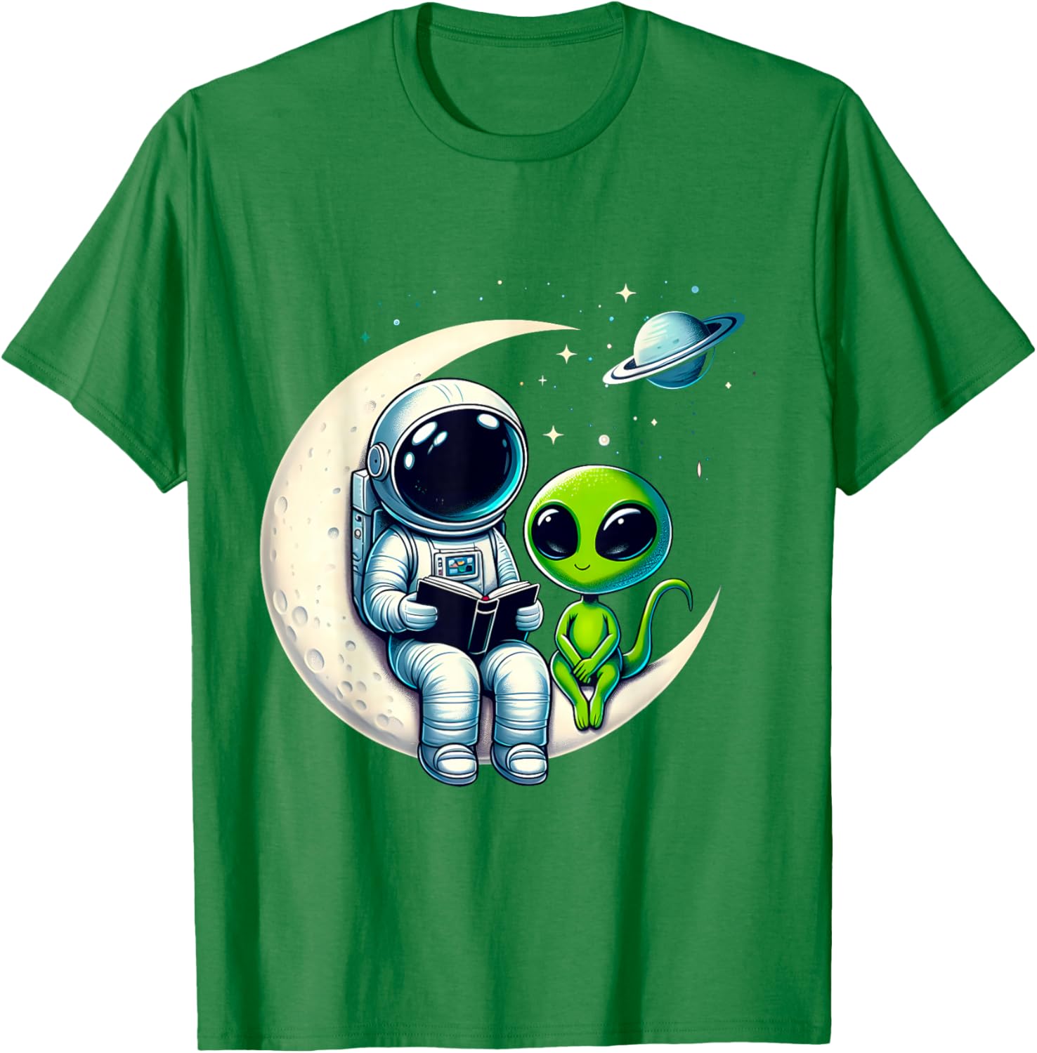 Astronaut Reading to Alien Kids T-Shirt for Space Lovers and Dreamers - 5