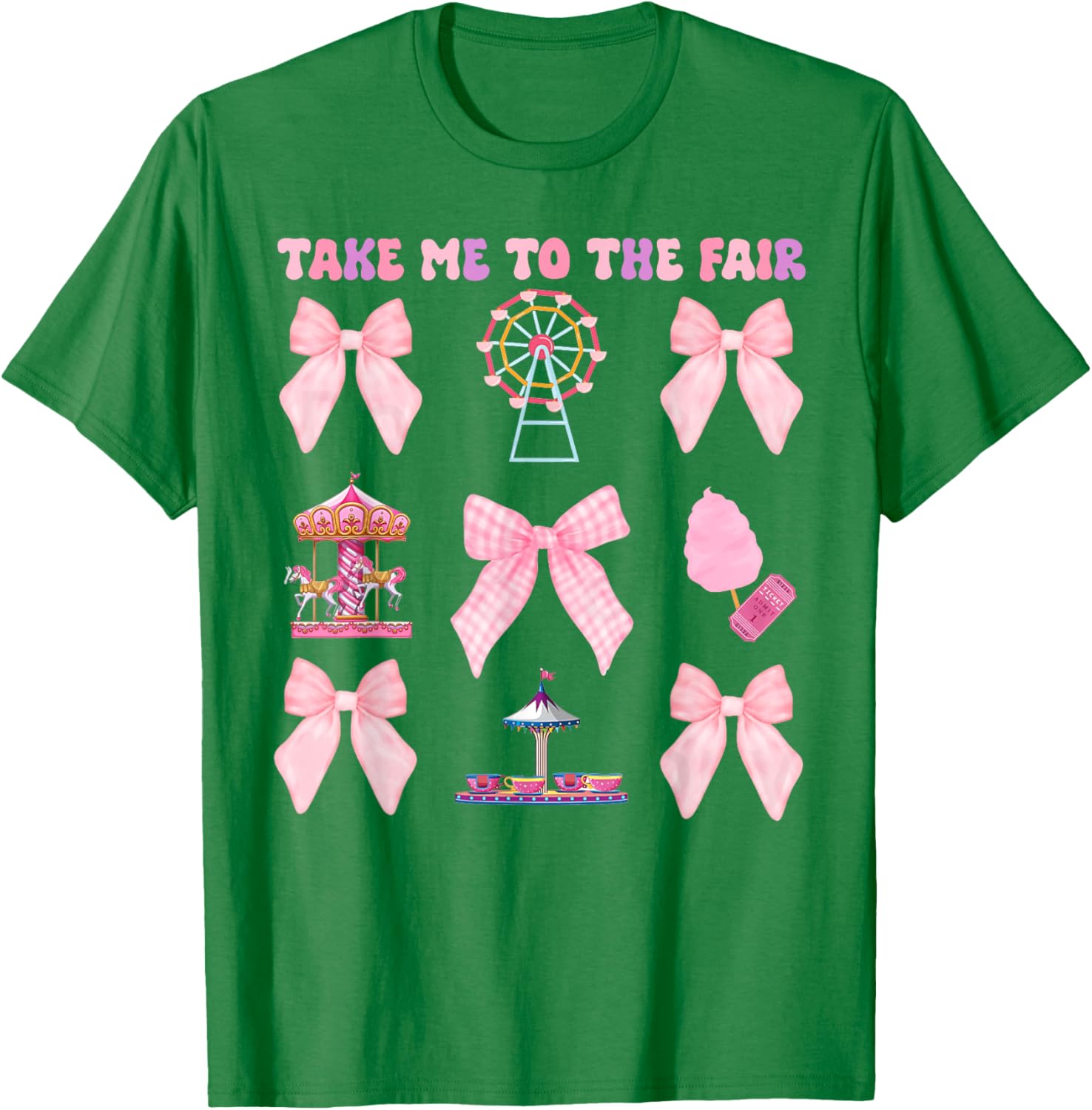 Take Me To The Fair Pink Bow Ferris Wheel T-Shirt for Stylish Fun - 19