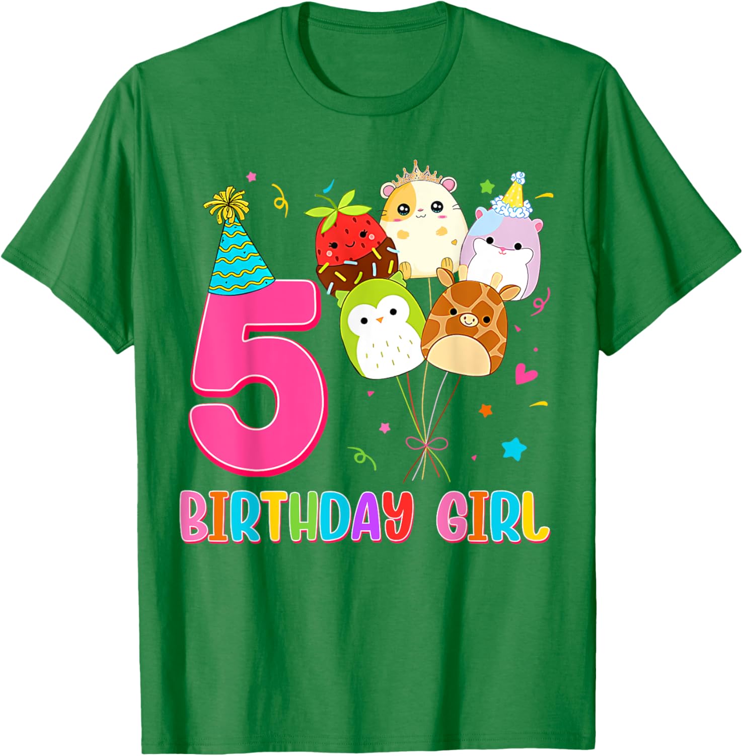 Cute Birthday Girl Squish Squad T-Shirt for 5 Year Old Girls - 4