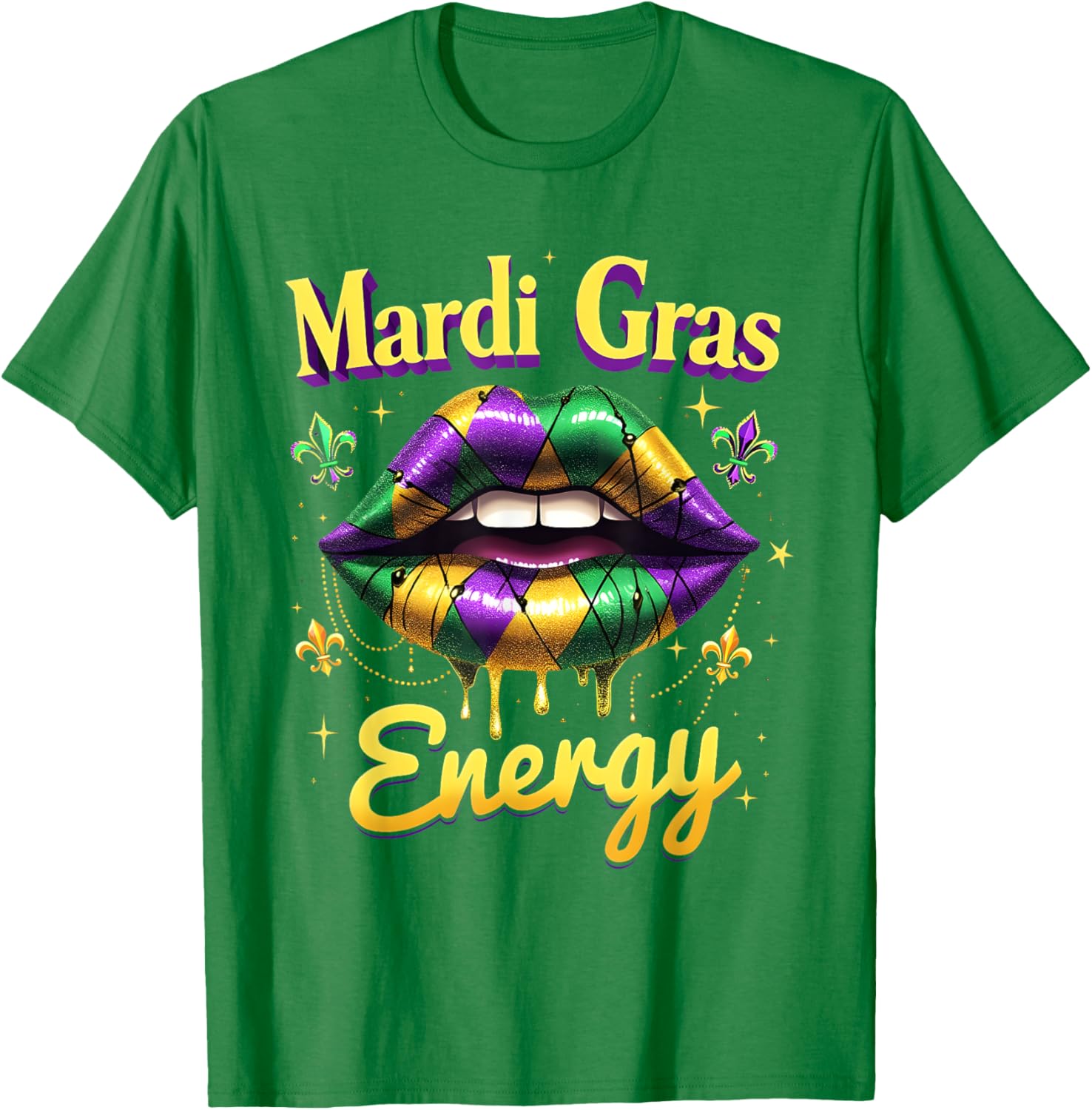 Mardi Gras Energy Carnival Lips T-Shirt New Orleans 2025 Costume Wear - 12
