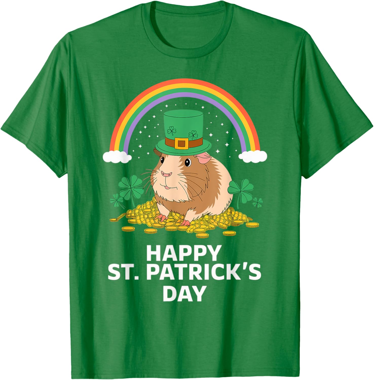 St Patrick's Day Guinea Pig T-Shirt for Women, Men, and Kids Fun Wear - 1