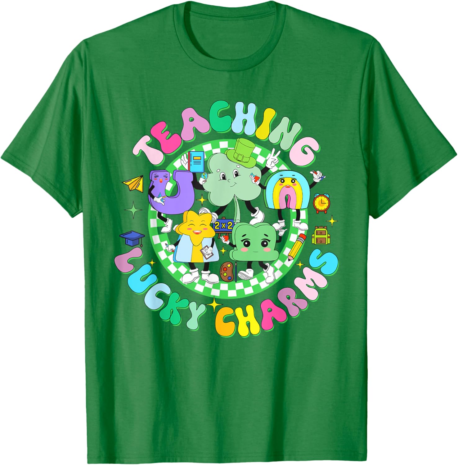 Lucky Charms St Patrick's Day Teacher T-Shirt for Classroom Fun - 1