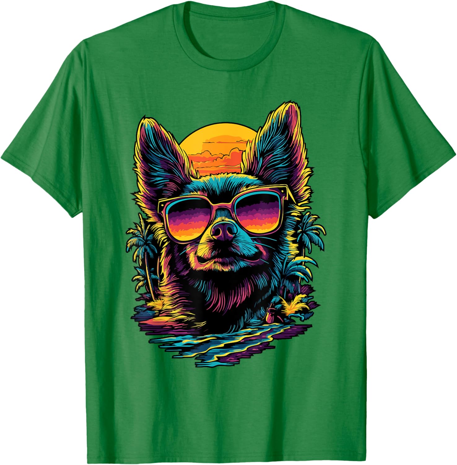 Vintage Sunset Chihuahua T-Shirt for Dog Lovers - Cute Pet Apparel - 14