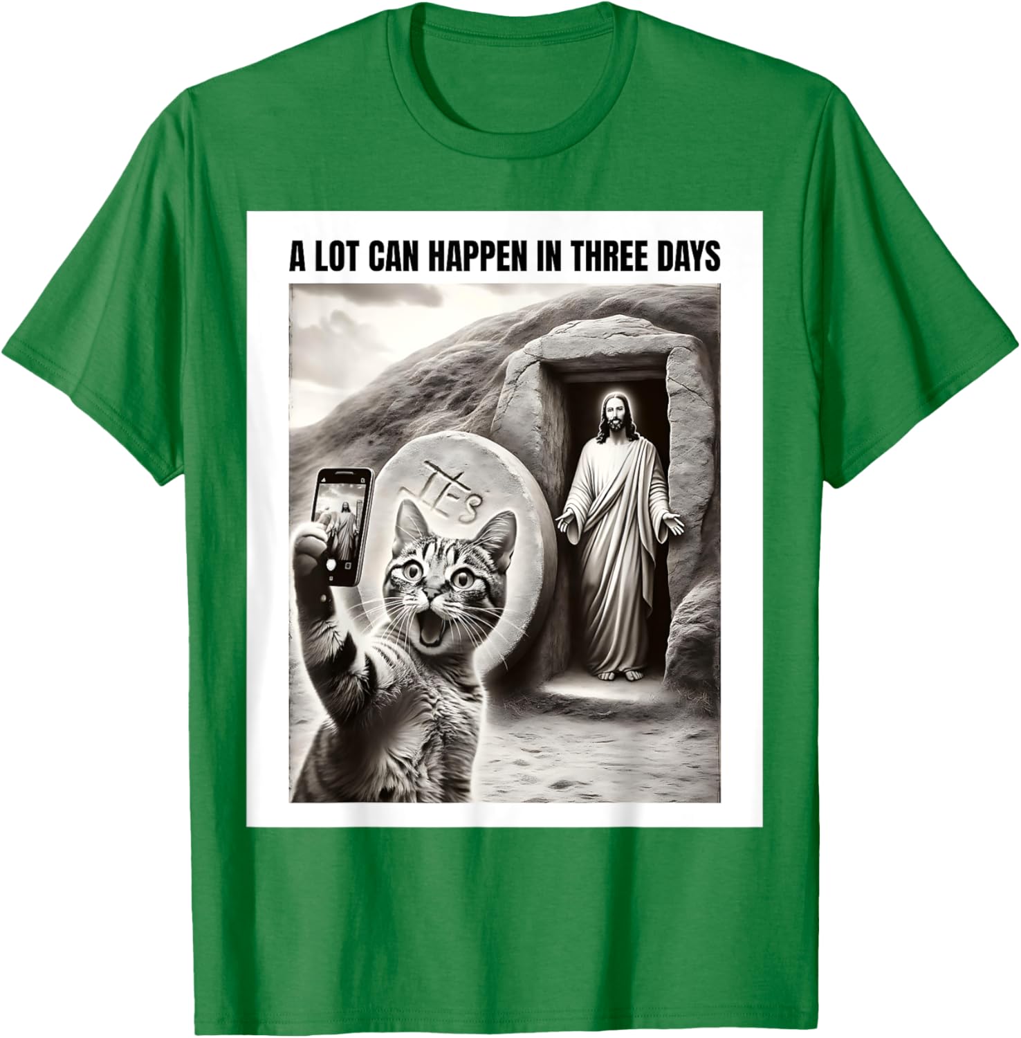 Easter Meme Cat Selfie T-Shirt for Men, Women, Kids – Fun Christian Apparel - 3