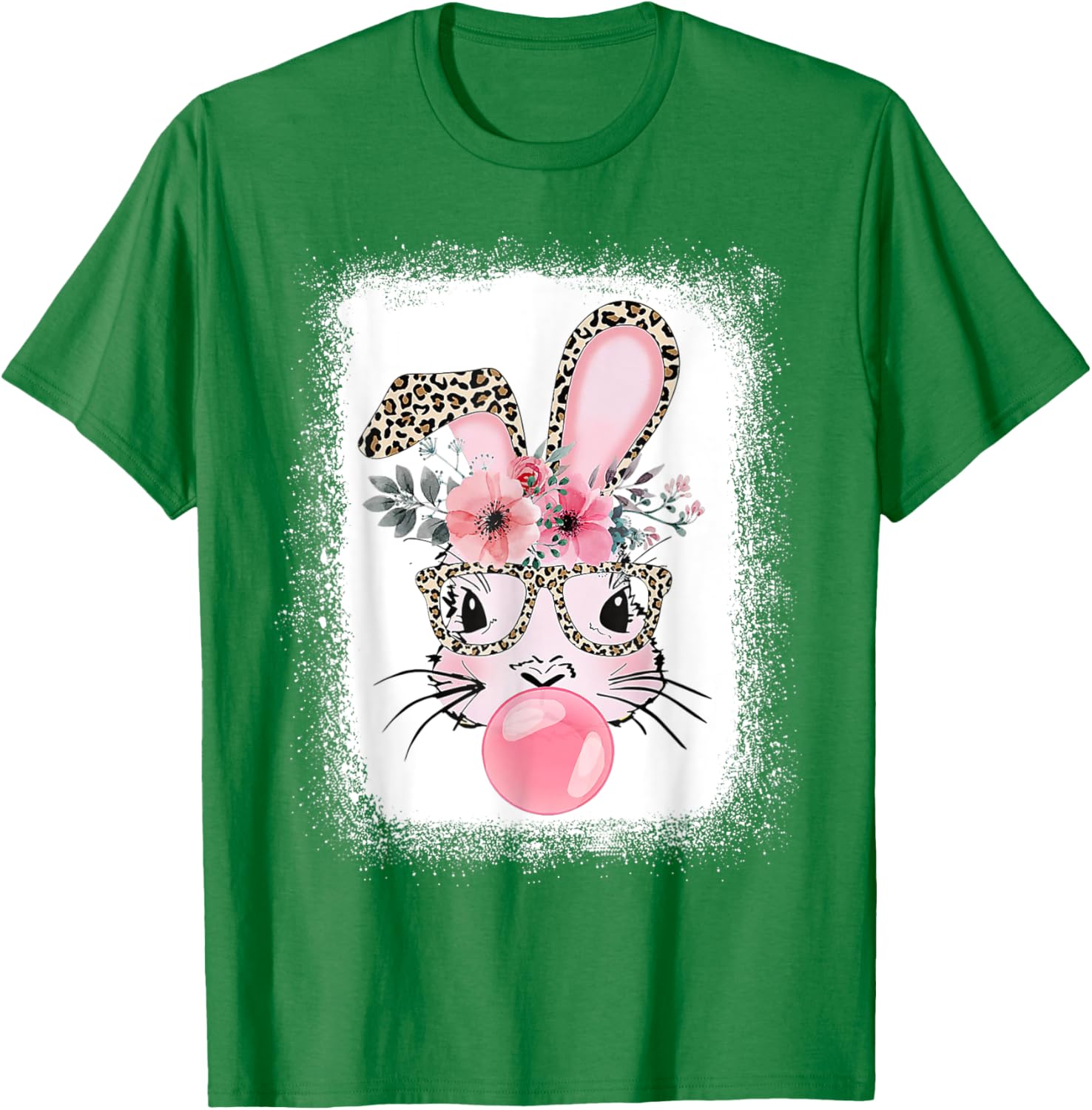 Cute Bleached Bunny Blowing Bubble Gum T-Shirt for Easter Celebrations - 20