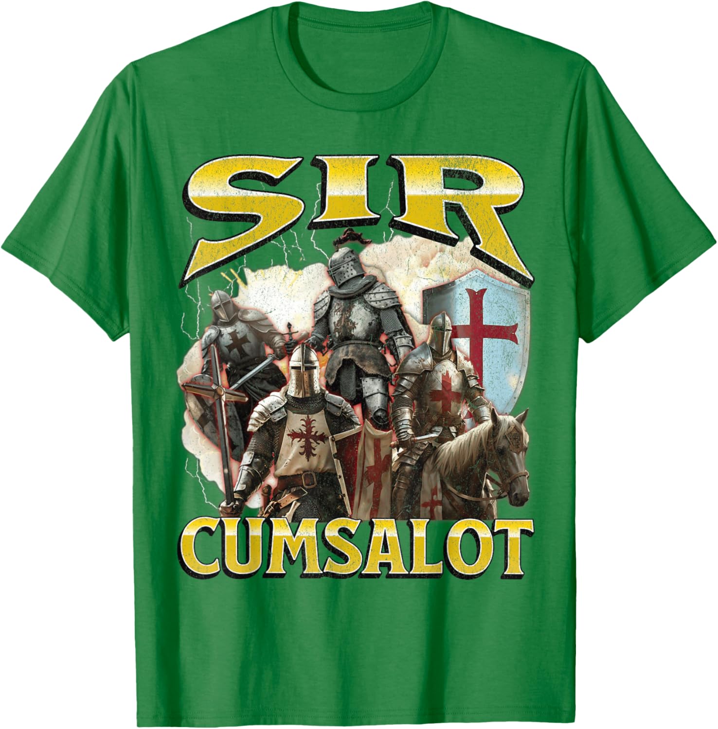 Sir Cumsalot Funny Offensive Knight Meme Graphic T-Shirt for Adults - 6