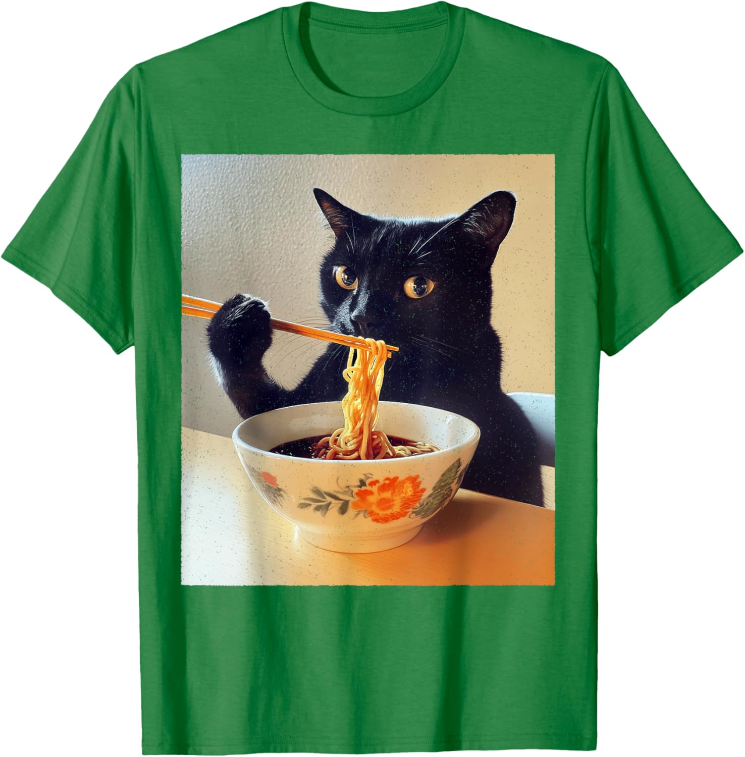 Funny Black Cat Ramen Lover T-Shirt for Noodle Enthusiasts - 18