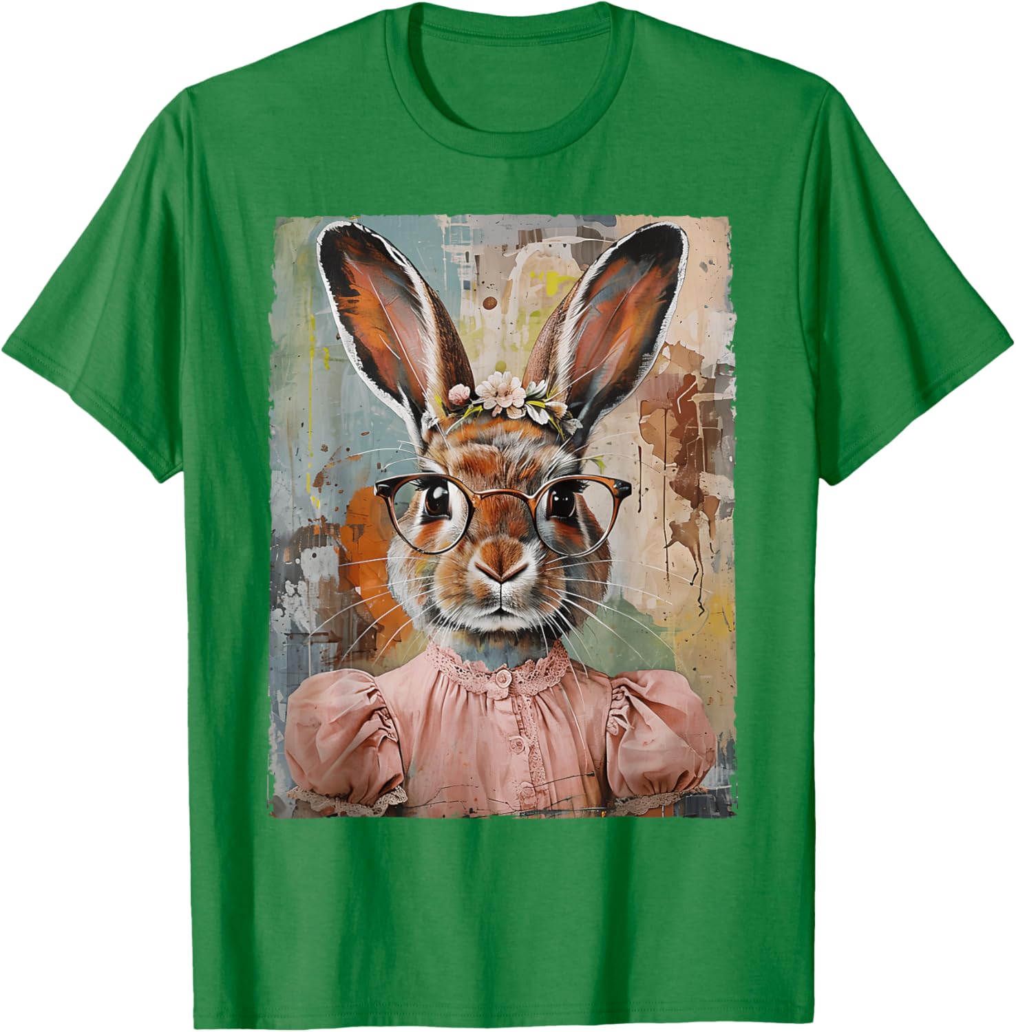Happy Easter Bunny Rabbit Flower Graphic T-Shirt for Women and Girls - 3