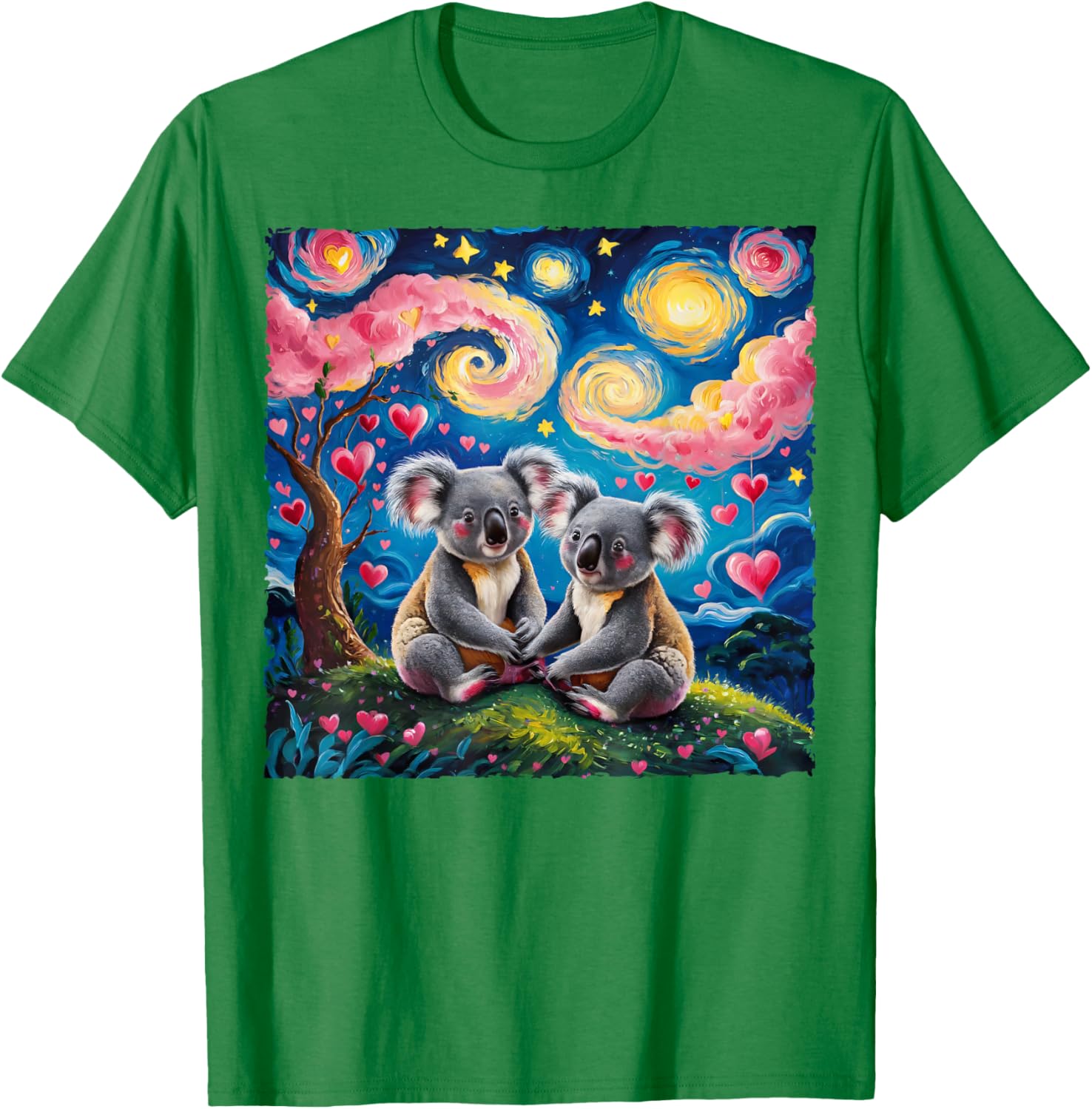 Koala Bear Van Gogh Starry Night T-Shirt for Romantic Couples - 9