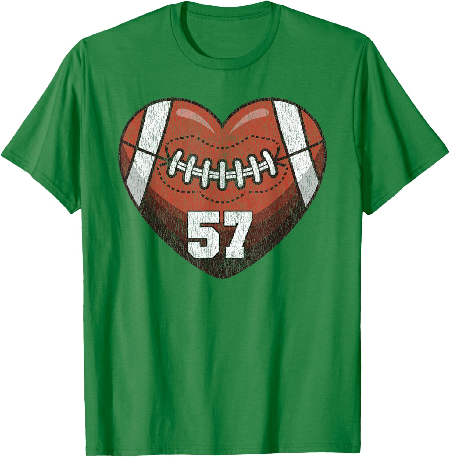 Football Number 57 Distressed Heart T-Shirt for Proud Football Moms - 9