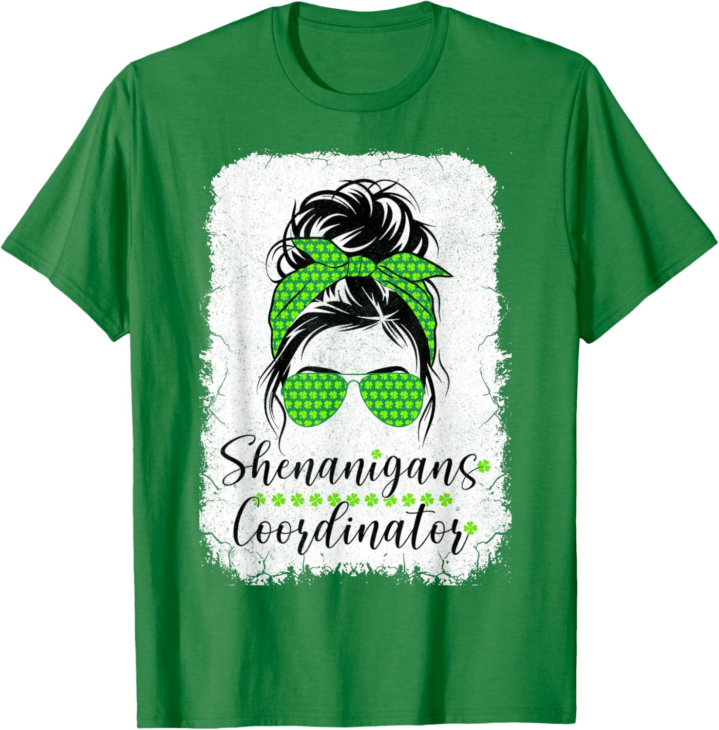 Shenanigans Coordinator Messy Bun St Patricks Day T-Shirt for Women - 7