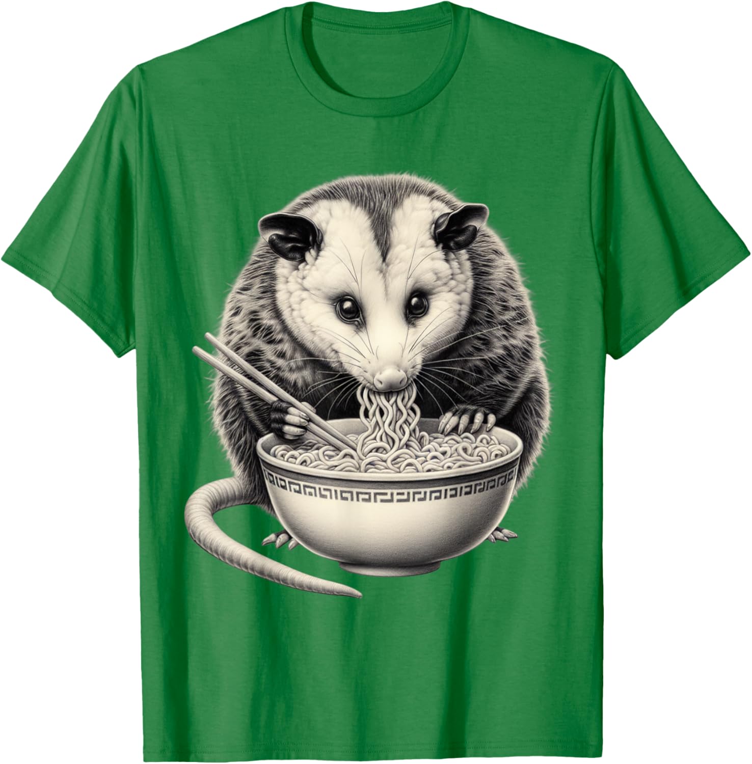 Opossum Eating Ramen Bowl T-Shirt Perfect for Food Lovers and Animal Fans - 3